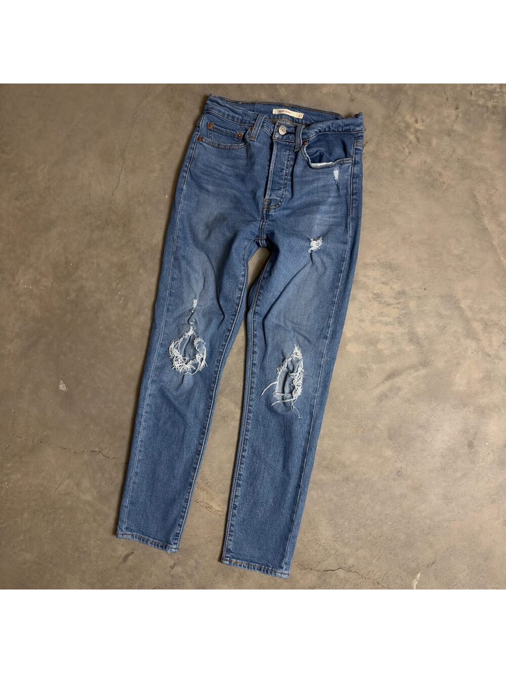 Levi's Wedgie Skinny Jeans Womens 27 Blue Distressed